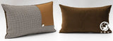 American Modern Light Luxury Retro Houndstooth Leather Patchwork Sofa Model Room Designer Pillow Cushion with Pillow Core - Julia M LifeStyles