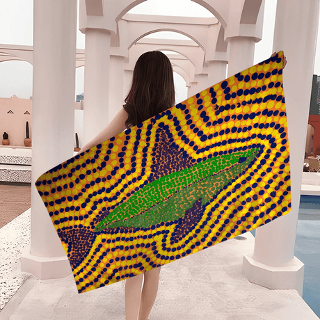 Australian Aboriginal Art Anime Beach Swimming Towel Soft Absorbent Washcloth Children's Gifts for Kids Travel Camping Gym - Julia M LifeStyles