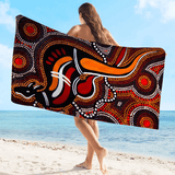 Australian Aboriginal Art Anime Beach Swimming Towel Soft Absorbent Washcloth Children's Gifts for Kids Travel Camping Gym - Julia M LifeStyles