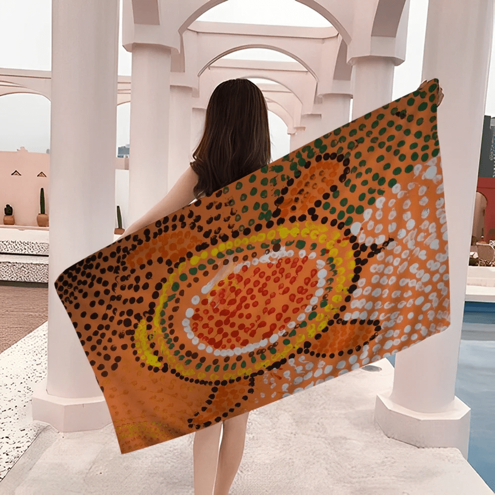 Australian Aboriginal Art Anime Beach Swimming Towel Soft Absorbent Washcloth Children's Gifts for Kids Travel Camping Gym - Julia M LifeStyles