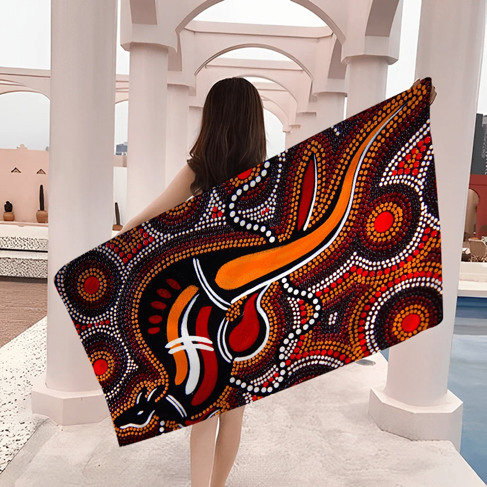Australian Aboriginal Art Anime Beach Swimming Towel Soft Absorbent Washcloth Children's Gifts for Kids Travel Camping Gym - Julia M LifeStyles