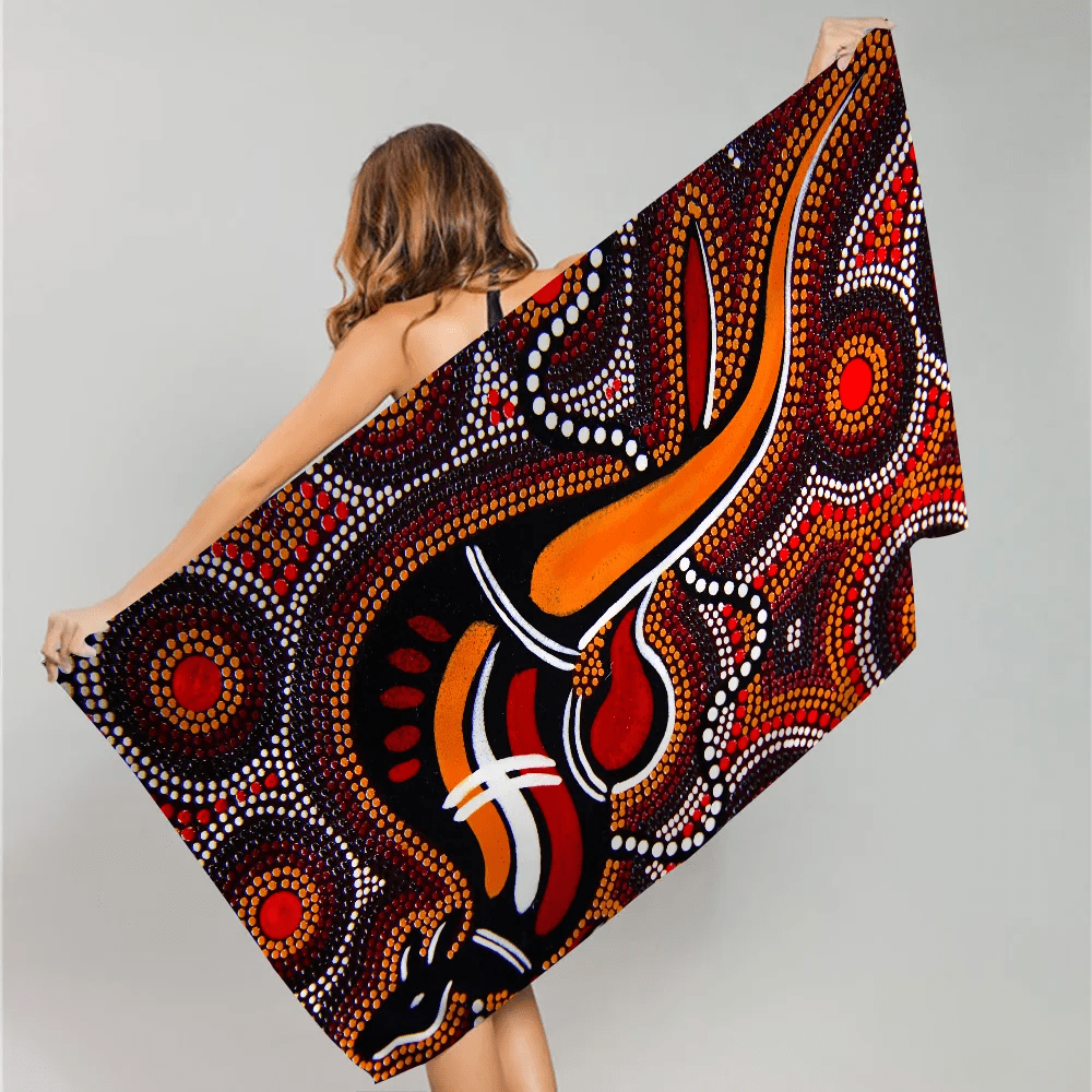 Australian Aboriginal Art Anime Beach Swimming Towel Soft Absorbent Washcloth Children's Gifts for Kids Travel Camping Gym - Julia M LifeStyles