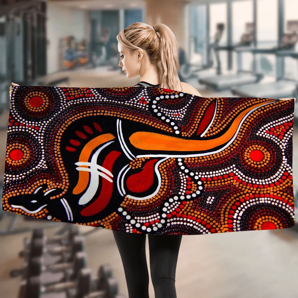 Australian Aboriginal Art Anime Beach Swimming Towel Soft Absorbent Washcloth Children's Gifts for Kids Travel Camping Gym - Julia M LifeStyles