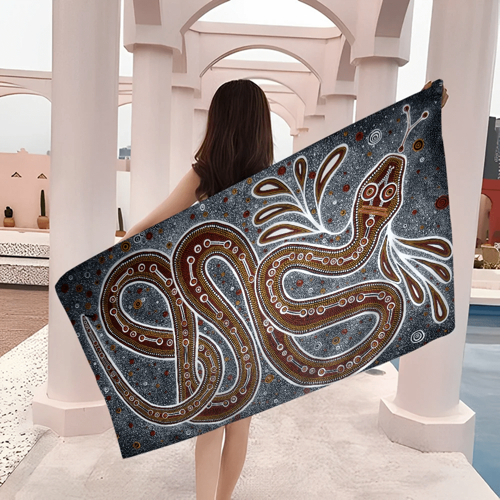 Australian Aboriginal Art Anime Beach Swimming Towel Soft Absorbent Washcloth Children's Gifts for Kids Travel Camping Gym - Julia M LifeStyles