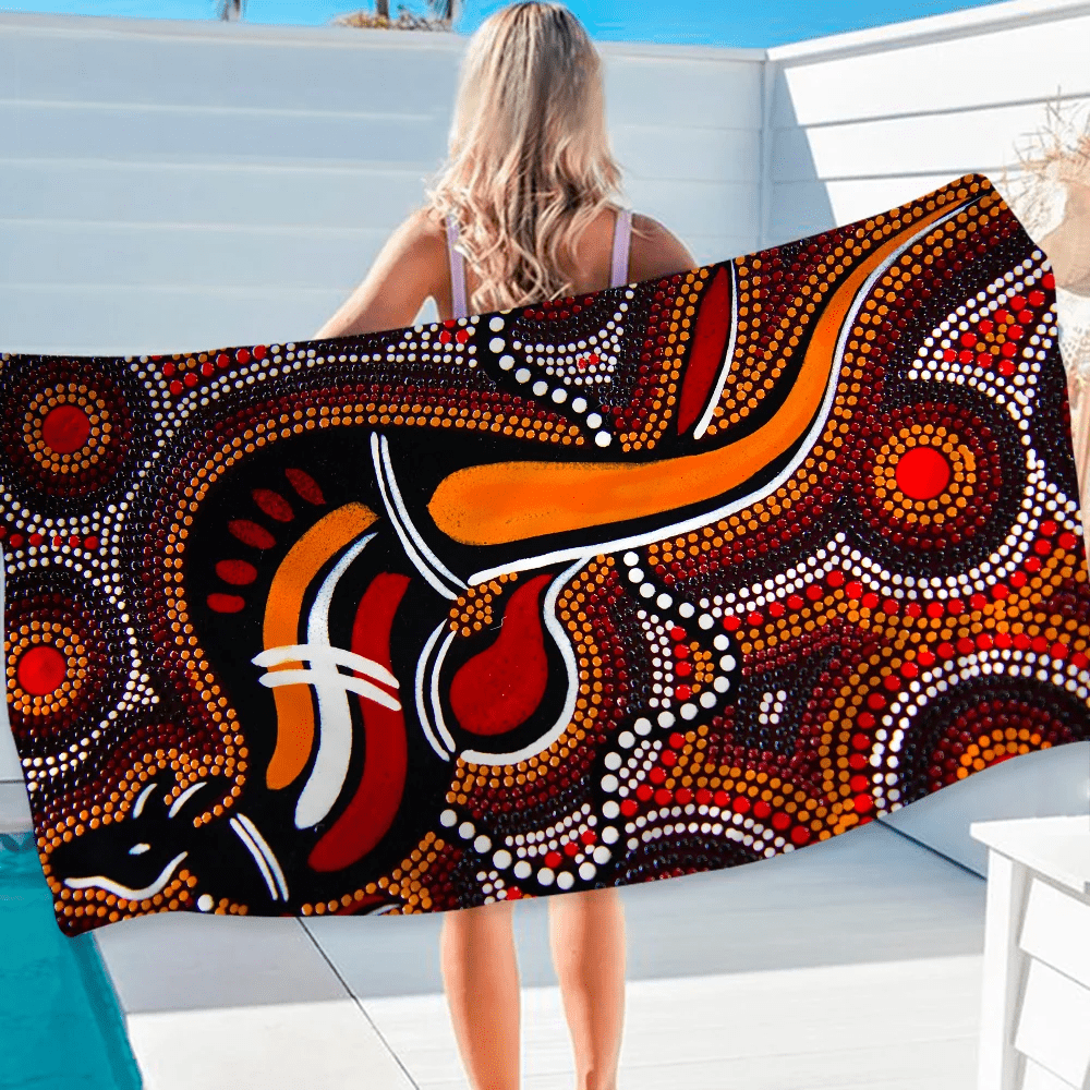 Australian Aboriginal Art Anime Beach Swimming Towel Soft Absorbent Washcloth Children's Gifts for Kids Travel Camping Gym - Julia M LifeStyles
