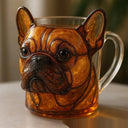 Elegant 3D Sculpted Dog Face Glazed Glass Cup
