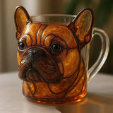 Elegant 3D Sculpted Dog Face Glazed Glass Cup