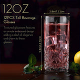 Set Of 12 Tall Highball Glasses 12oz Crystal Drinking Glasses - Julia M LifeStyles
