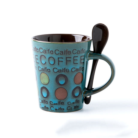 Trendy Ceramic Coffee Cup With Lid Spoon