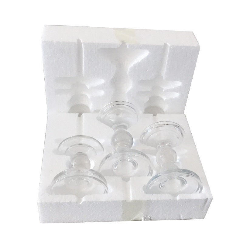 Glass Candle Holder Transparent Glass Set Candle Holder High Foot Crafts Wax Holder - Julia M LifeStyles