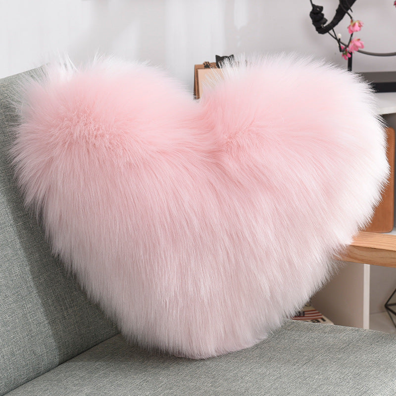 Heart-Shaped Long Plush Fluffy Cushion Cover - Julia M LifeStyles