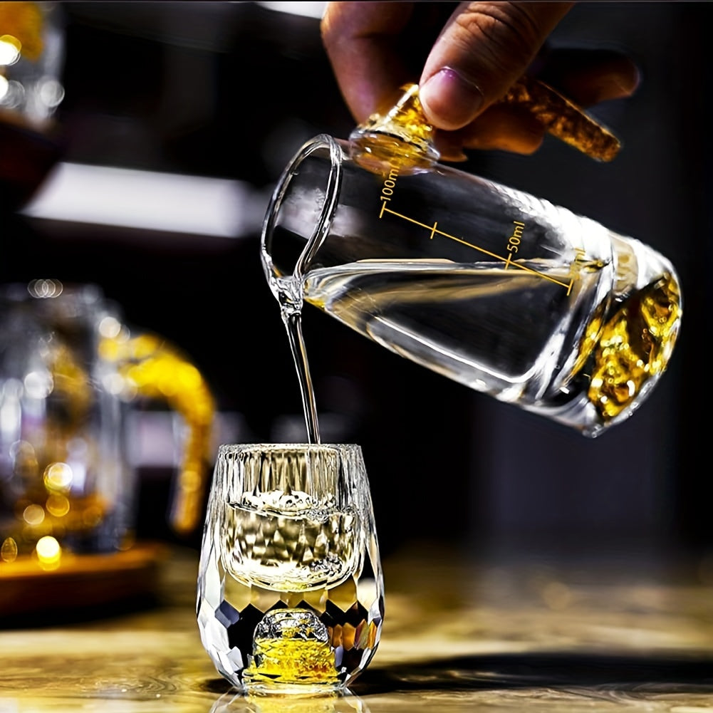 Luxury Crystal Whiskey Glass Set with Golden Foil - 6 Glasses & Decanter