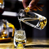Luxury Crystal Whiskey Glass Set with Golden Foil - 6 Glasses & Decanter