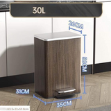 Sleek Leather Exterior German Foot-Pedal Trash Can - 12L -30L Luxury Design for Home & Office