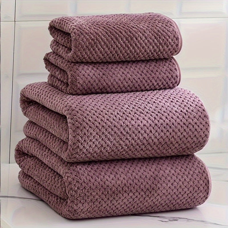 4-Piece Plush Coral Fleece Luxury Bath Towel Set
