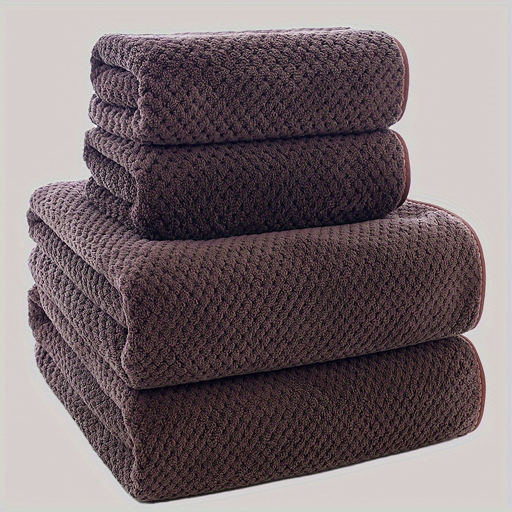 4-Piece Plush Coral Fleece Luxury Bath Towel Set
