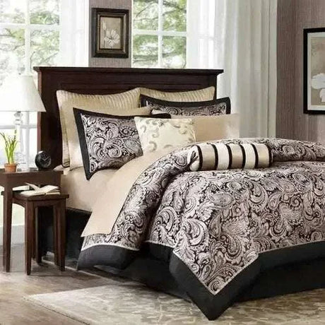Hot Sales High Quality Wellington Black Paisley 12 Piece Comforter Set with Cotton Bed Sheets, For Adults Hot Sales High Quality Wellington Black Paisley 12 Piece Comforter Set with Cotton Bed Sheets, For Adults 1005005889512758-multicolor-californiaking-United States 251