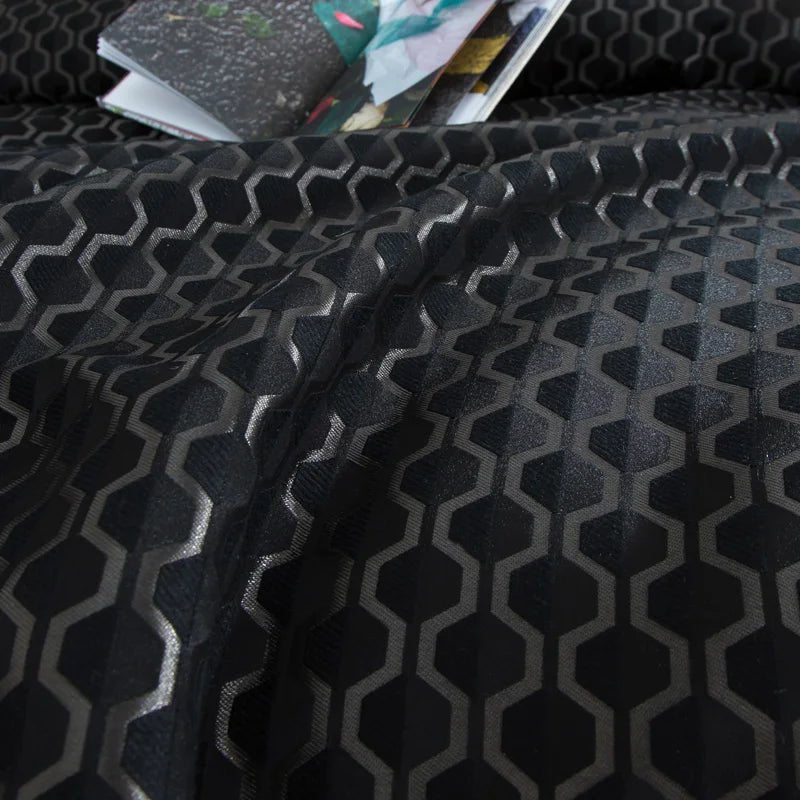 IvaRose Luxury Blue Black Silk Satin Bedding Set - Queen/King Size - Julia M LifeStyles