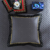IvaRose Luxury Blue Black Silk Satin Bedding Set - Queen/King Size - Julia M LifeStyles