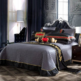 IvaRose Luxury Blue Black Silk Satin Bedding Set - Queen/King Size - Julia M LifeStyles