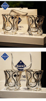Bohemia Crystal Gold Whiskey & Wine Glass Set Julia M LifeStyles