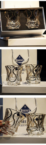 Bohemia Crystal Gold Whiskey & Wine Glass Set Julia M LifeStyles