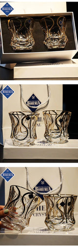 Bohemia Crystal Gold Whiskey & Wine Glass Set Julia M LifeStyles