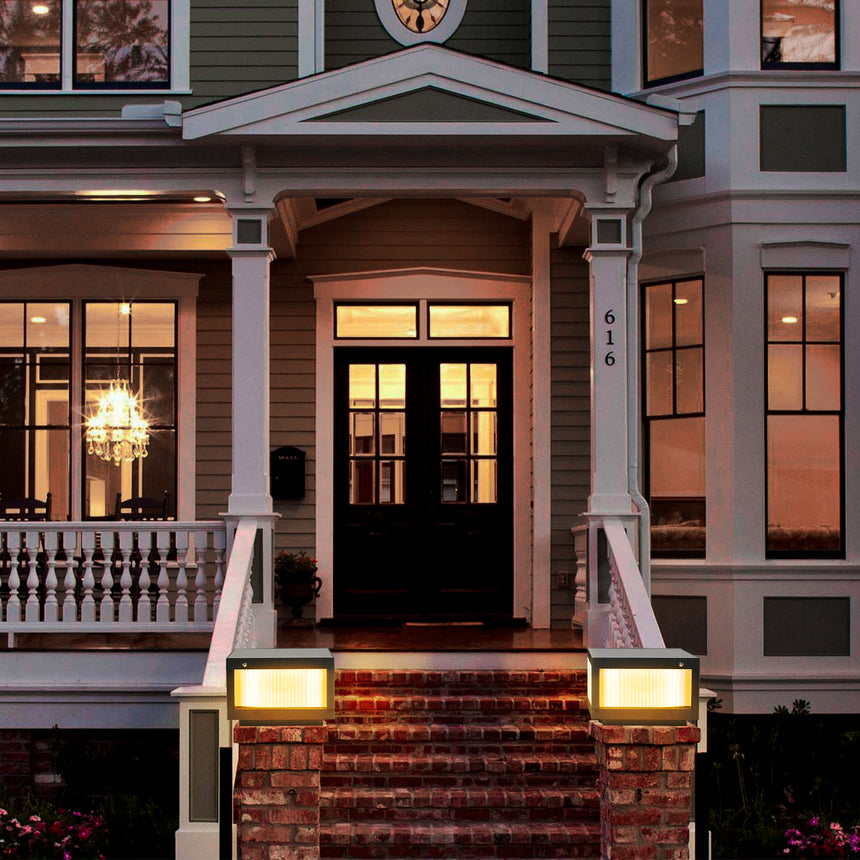12-Inch Black Solar Powered LED Post Cap Light - Elegant Modern Outdoor Lighting Solution