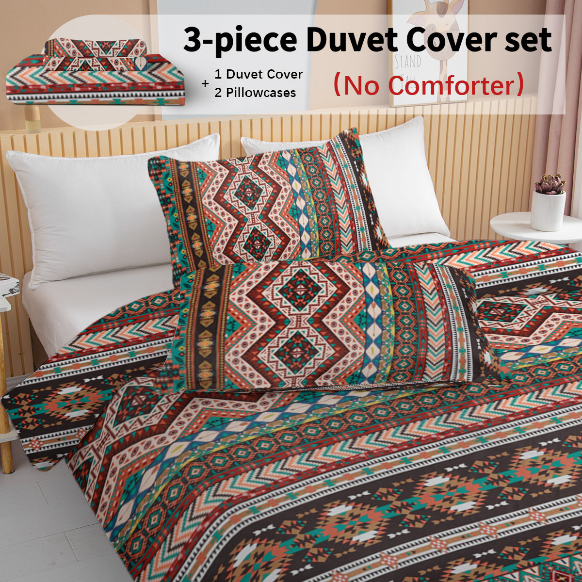 Bohemian Duvet Cover Set: Elegant Boho Striped Luxury Bedding