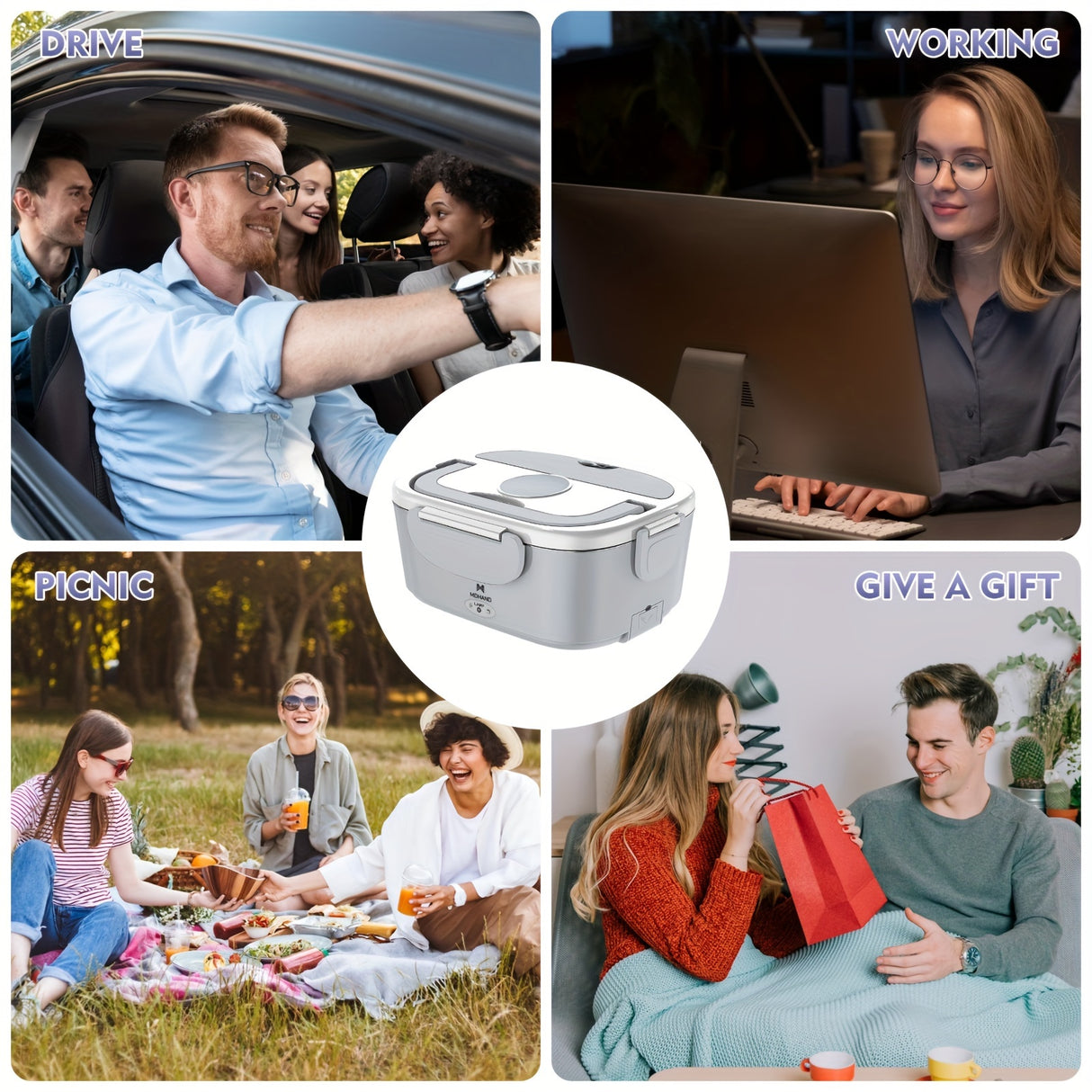 65W Electric Lunch Box Heater - Portable Food Warmer with Stainless Steel Tray Julia M Home & Kitchen