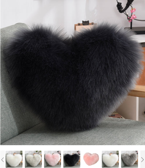 Heart-Shaped Long Plush Fluffy Cushion Cover - Julia M LifeStyles