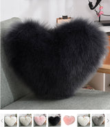 Heart-Shaped Long Plush Fluffy Cushion Cover - Julia M LifeStyles