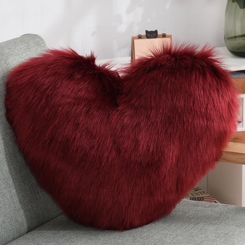 Heart-Shaped Long Plush Fluffy Cushion Cover - Julia M LifeStyles