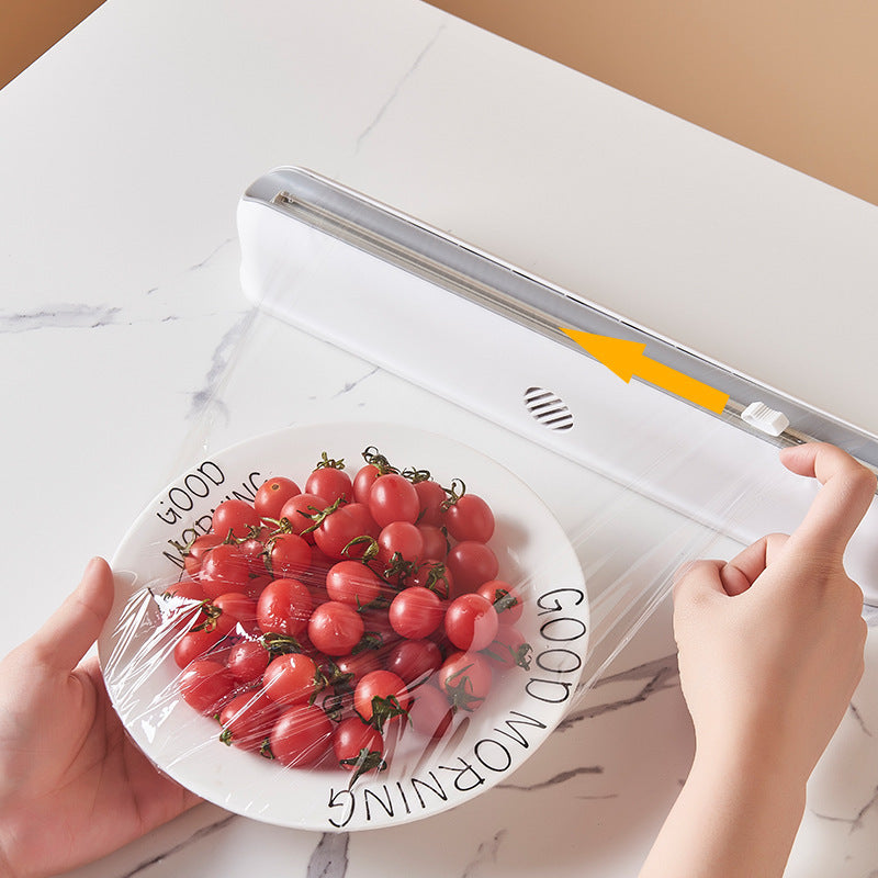 Elegant Cling Film Suction Cup Wall-Mounted Cutter with Free Plastic Wrap