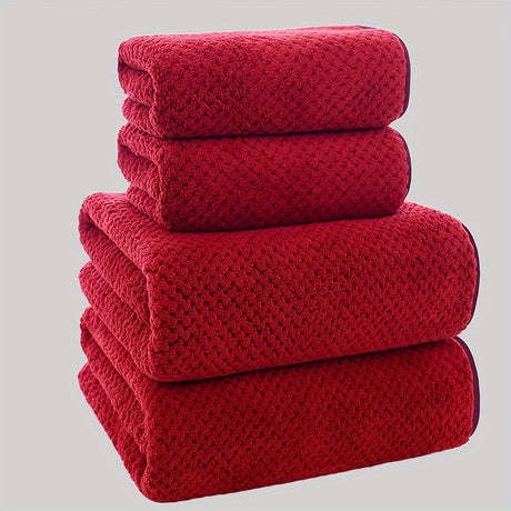 4-Piece Coral Fleece Bath Towel Set