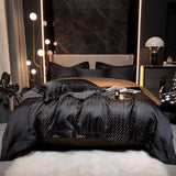 Luxury Retro Style Black Gold Jacquard Cotton Bed Set