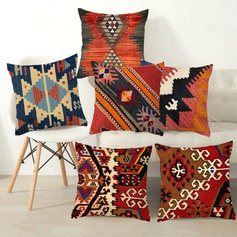 Bohemian Elegance: Linen Pillowcase in Ethnic Style