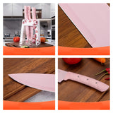 Elegant Pink Stainless Steel Chef's and Bread Knife Set