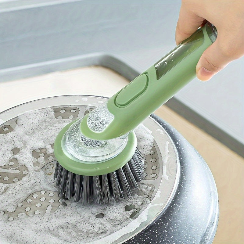 Extended Handle Ergonomic Dishwashing Brush with Soap Dispenser, Replaceable Head for Easy Cleaning of Pots, Pans & Sinks - Essential Kitchen Tool Julia M LifeStyles