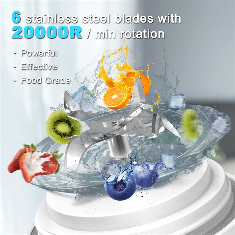 Luxury 6-Blade Portable Personal Blender with 20oz Capacity & Type-C Charging