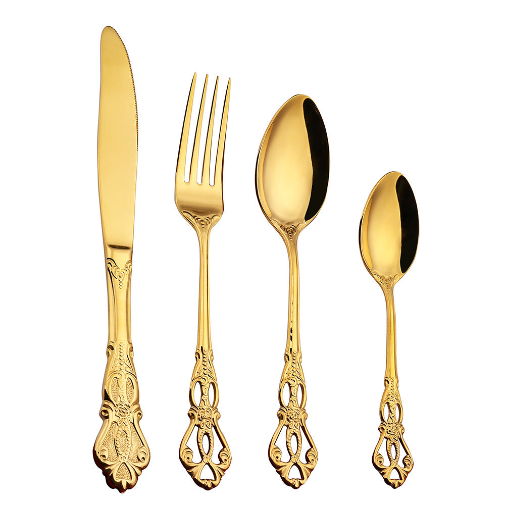 410 Royal Court European Stainless Steel 24-Piece Tableware Set in Wooden Box