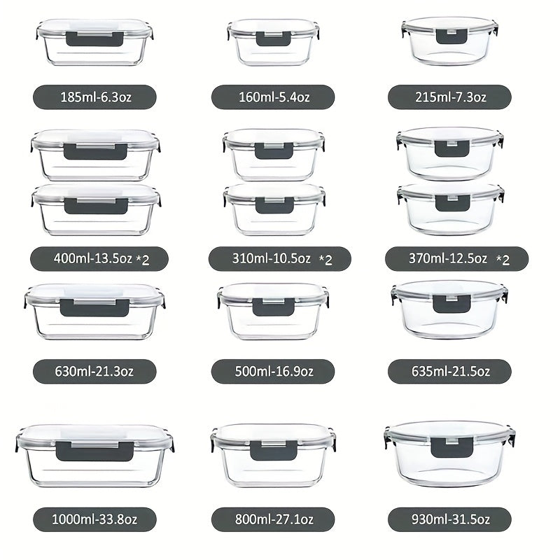 24pcs (12 Containers 12 Lids) Glass Food Storage Containers with Lids, Meal Prep, Pantry Kitchen Lunch Storage Containers, Leak Proof, Sealed Glass Lunch Box for Microwave, Oven, Fridge And Dishwasher Julia M LifeStyles