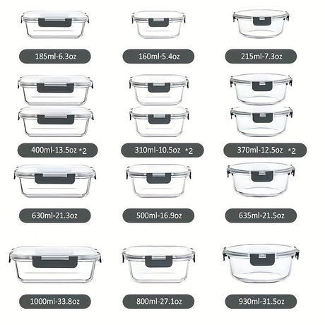 24pcs (12 Containers 12 Lids) Glass Food Storage Containers with Lids, Meal Prep, Pantry Kitchen Lunch Storage Containers, Leak Proof, Sealed Glass Lunch Box for Microwave, Oven, Fridge And Dishwasher Julia M LifeStyles