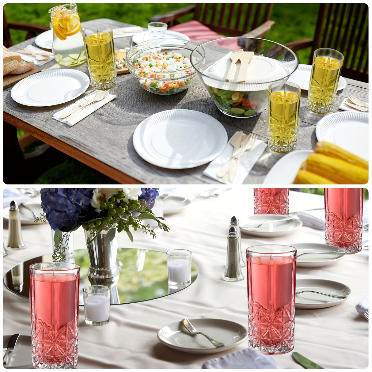 Set Of 12 Tall Highball Glasses 12oz Crystal Drinking Glasses - Julia M LifeStyles