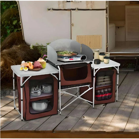 Camping Outdoor Kitchen Table Camping Outdoor Kitchen Table 3256802827651324-Australia-Brown with one Bag outdoor cooking table 142