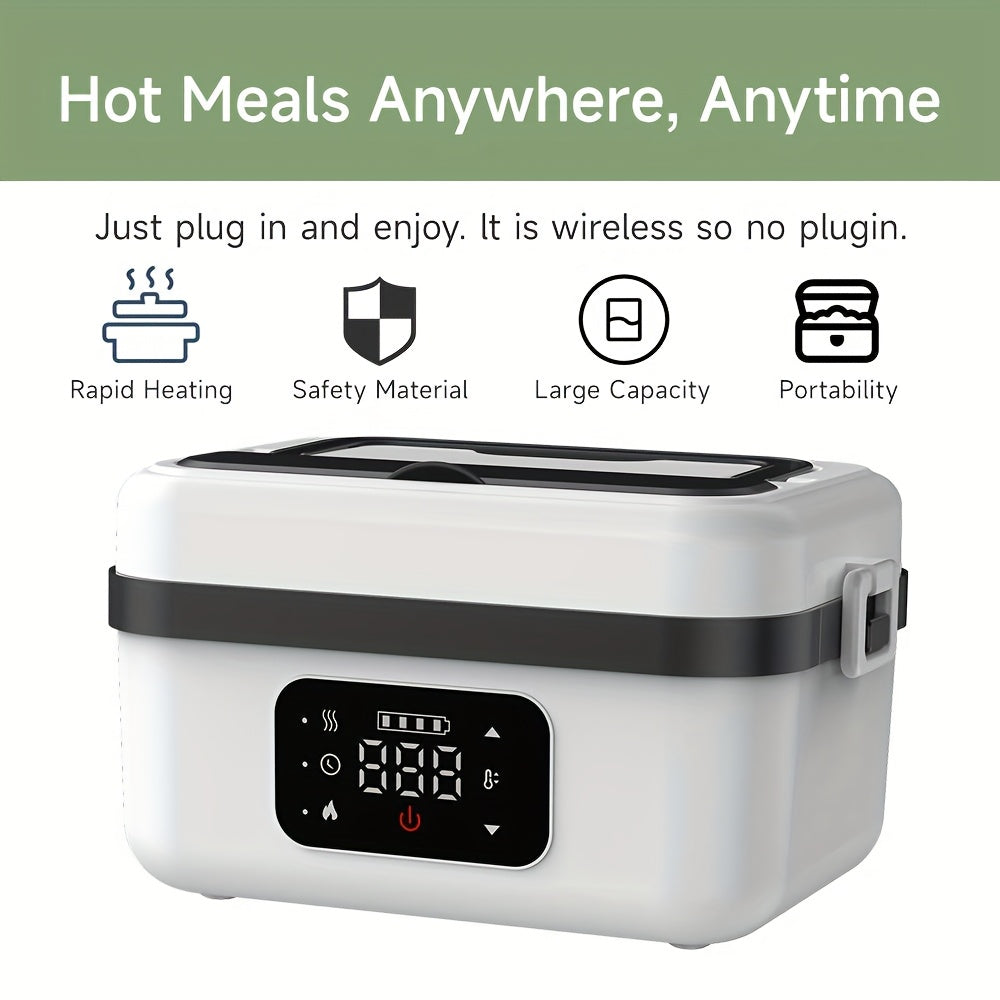 Wireless Electric Insulated Lunch Box - Built-in 8000mAh Battery, 60W Heating Lunch Box 33.81oz Stainless Steel Portable Food Heater, Can Be Used As A Power Bank To Charge Mobile Phones, Suitable For Travel, Cars, Truck Drive Julia M LifeStyles