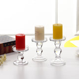 Glass Candle Holder Transparent Glass Set Candle Holder High Foot Crafts Wax Holder - Julia M LifeStyles