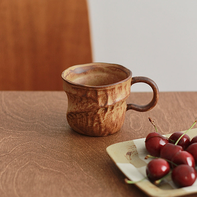Japanese Retro Wabi Sabi Style Coffee Cup - Irregular Handmade Coarse Pottery