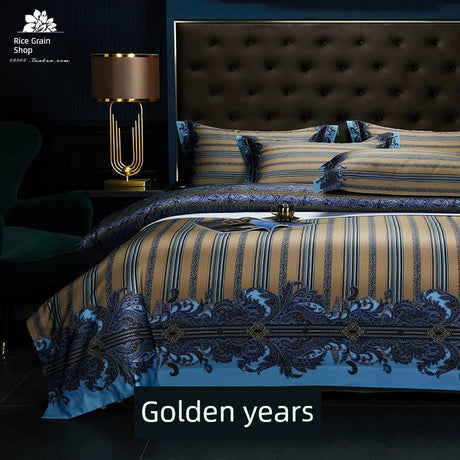 Classy Palace Style Luxury 100 Long-Staple Cotton Four-Piece Cotton Satin High-Density Quilt Cover 1.8 Bedding - Julia M LifeStyles