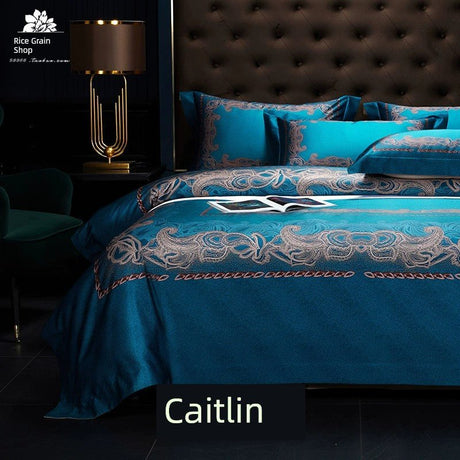 Classy Palace Style Luxury 100 Long-Staple Cotton Four-Piece Cotton Satin High-Density Quilt Cover 1.8 Bedding - Julia M LifeStyles